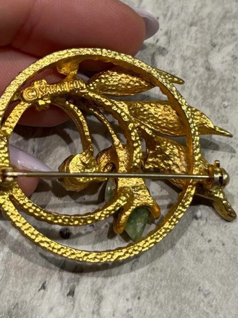 Brooch Set Trifari Sarah Cov Gold Tone Signed Jewelry Lot Stone Leaf Floral